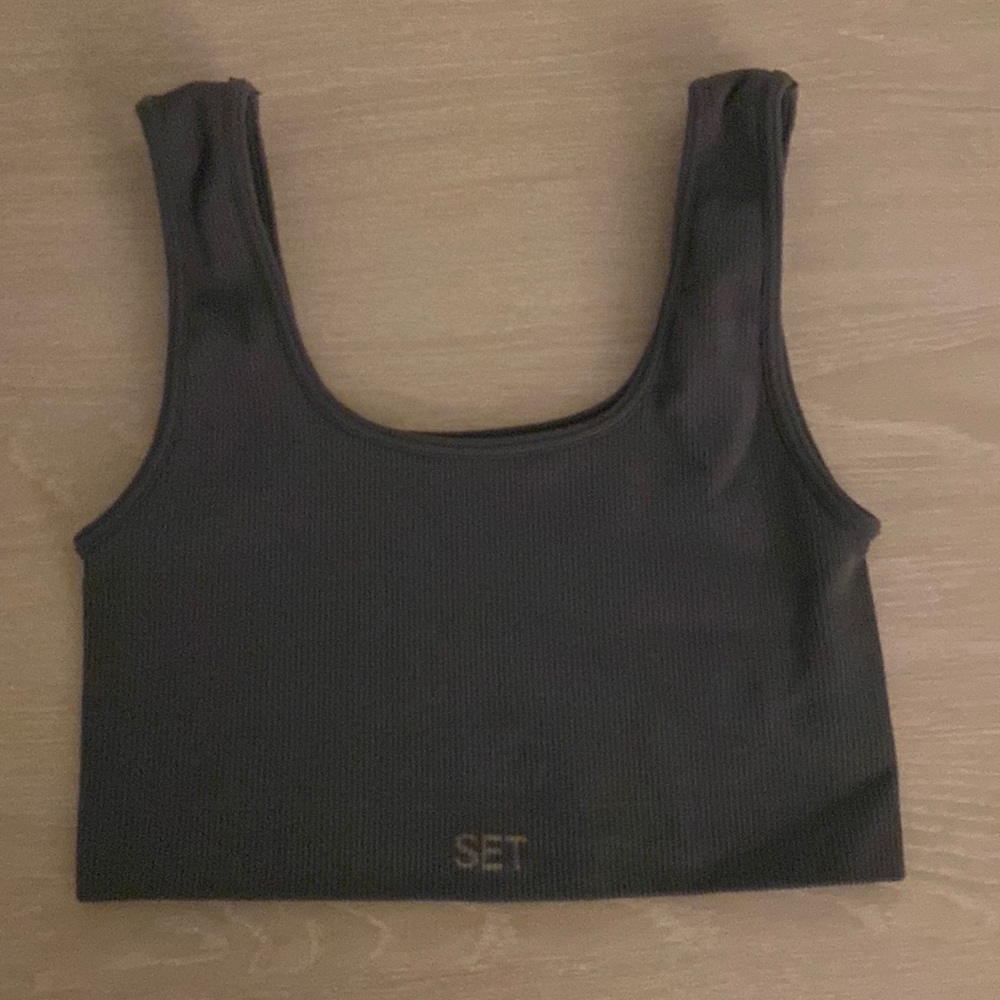 Set Active Slate Box Cut Sports Bra Size: XS